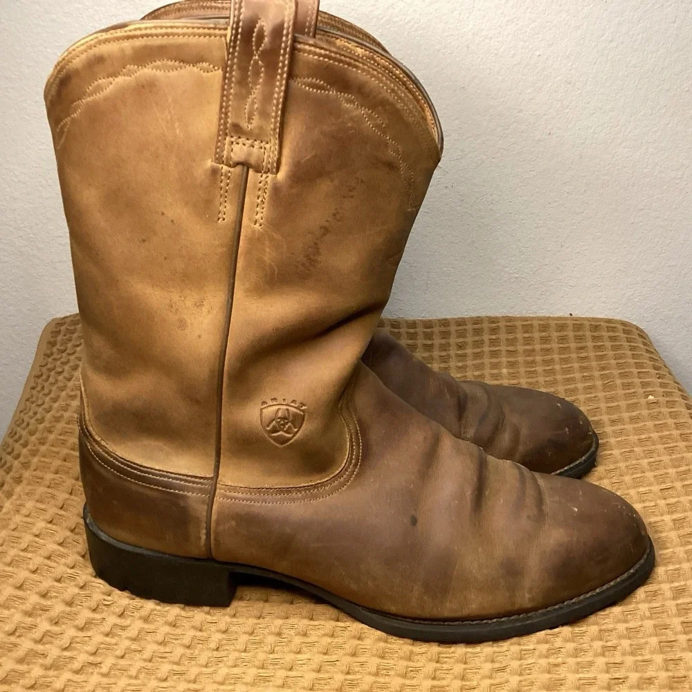 Ariat Heritage Roper Mens Sz 11.5 D US 35525 Brown Leather Cowboy Boot Western - Picture 2 of 11